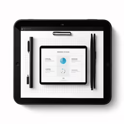 a tablet is sitting on top of the screen