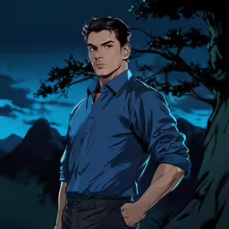 a man standing in the background holding a knife