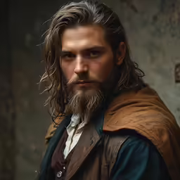 a man with long hair and beard with a robe