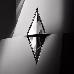 a black and white image of a building reflected in water
