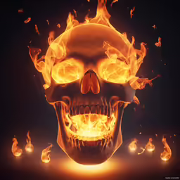 a flame skull in the middle of flames