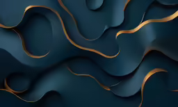 an abstract background with gold curved lines on blue