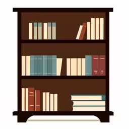 three shelves with books and one is empty,a shelf that has lots of books on it