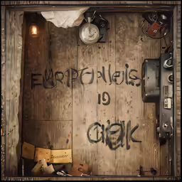 a wooden wall has graffiti on it