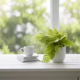 a white plant is sitting on a table