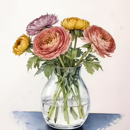 a bouquet of flowers in a clear vase