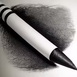 a large black and white pencil with a white tip
