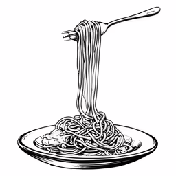 a plate of noodles with a fork in the middle