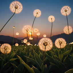 a couple of dandelions on top of a field