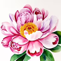 a large white and pink flower painted on a wall,painting with watercolor and ink - peonye flowers by artist david strats