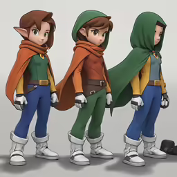 an animation character poses in various poses