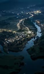 a river flowing through a valley next to a lush green hillside