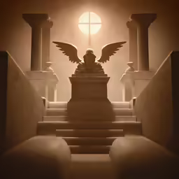 a statue of an angel in a room