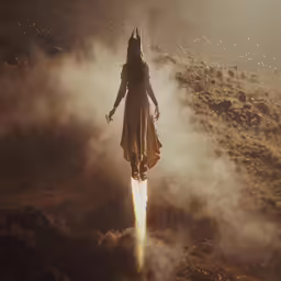 the woman in the field is wearing a dress