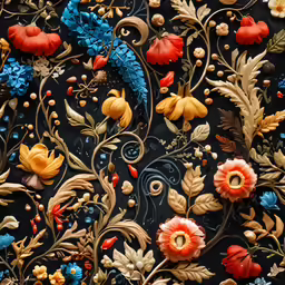 an ornate pattern is depicted with flowers