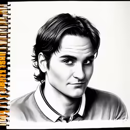 a drawing of a person with long hair and a collar shirt