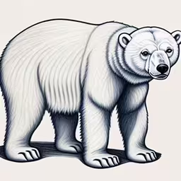 a drawing of a polar bear on a white background