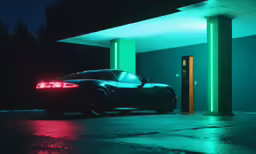 there is a car that is sitting in the dark