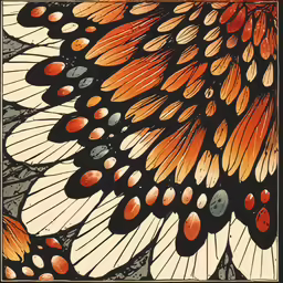 an illustration of orange and white butterflies wings