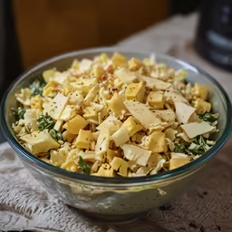 there is a bowl that has different types of food in it