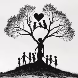 some black and white images have birds on the top of the tree