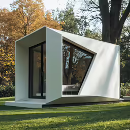 an elegant house in the middle of a park