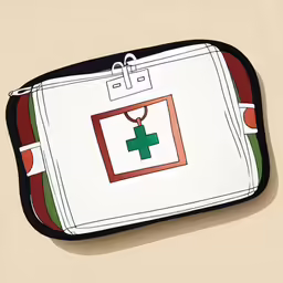 a medical kit is laying on a surface