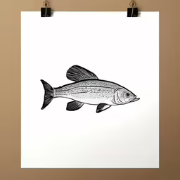 a black and white image of a fish