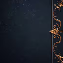 an ornate gold frame on a blue wall