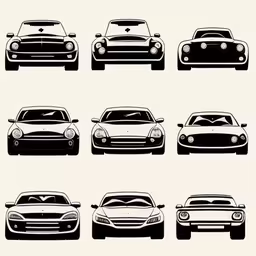vintage car silhouettes are available in different colors and sizes,a series of eight car silhouettes all with different shapes and sizes