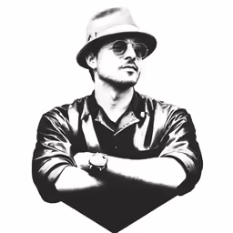 a man wearing a hat and sunglasses posing for a picture