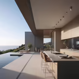 modern house overlooking the sea, overlooking a great view