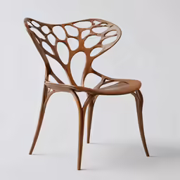 a wooden chair with the seat designed to look like an apple