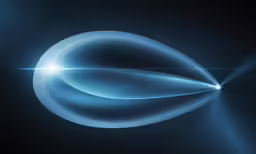 the back side of an image with blue lines coming out