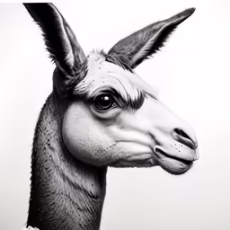 a drawing of an animal with black and white background
