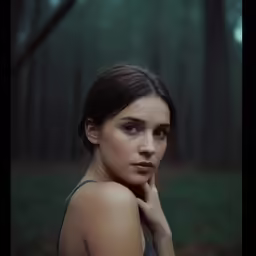 a woman is looking in the same direction