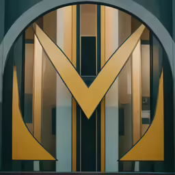 an image of an entrance to a building with metal gates
