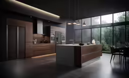an ultra modern kitchen looks great with wooden cabinets