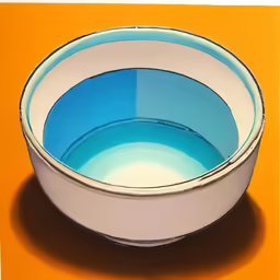 an empty bowl on top of an orange counter