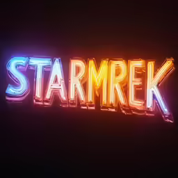 the word starke is shown in a neon font