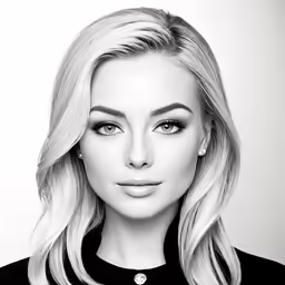 a woman with blond hair in black shirt