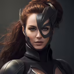 a woman in black catwoman costume standing
