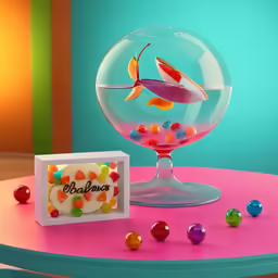 there is a photo that has candy inside of it