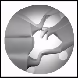 an abstract circle with hands in the center