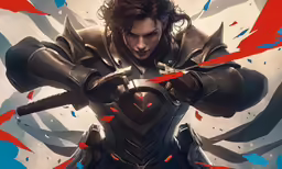 the character in an animated video game holding two knives