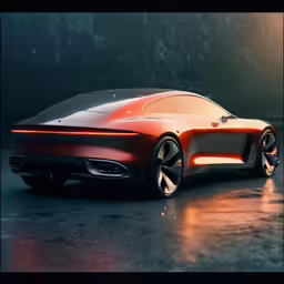 a car is shown on the ground and is being lit up