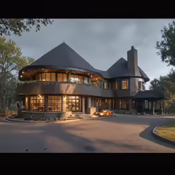 a large house that has a very tall tower
