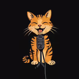 the cartoon cat is singing into a microphone