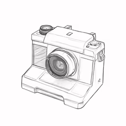a sketch of a camera on white paper