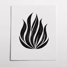 a piece of art showing a fire